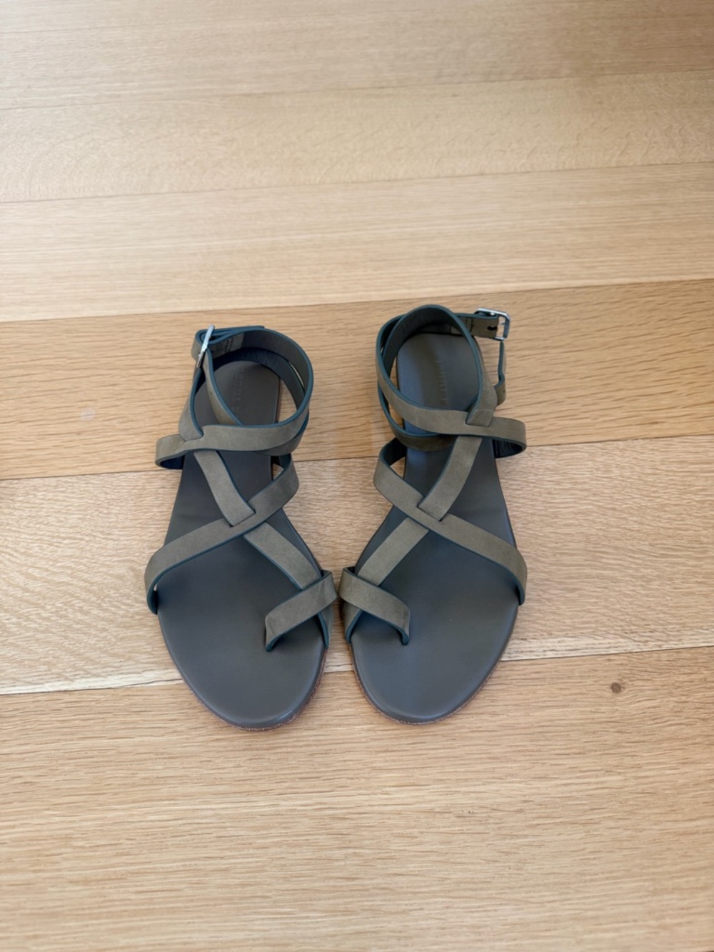 Jenni Kayne Olive Green Strappy Ankle Wrap Sandals